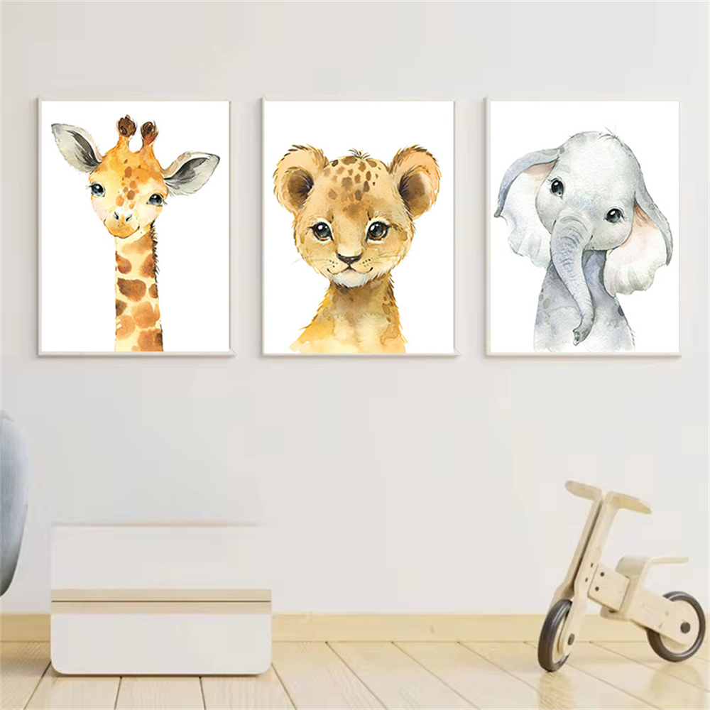 Baby Nursery Animal Pictures - Safari Nursery Decor Set of 3