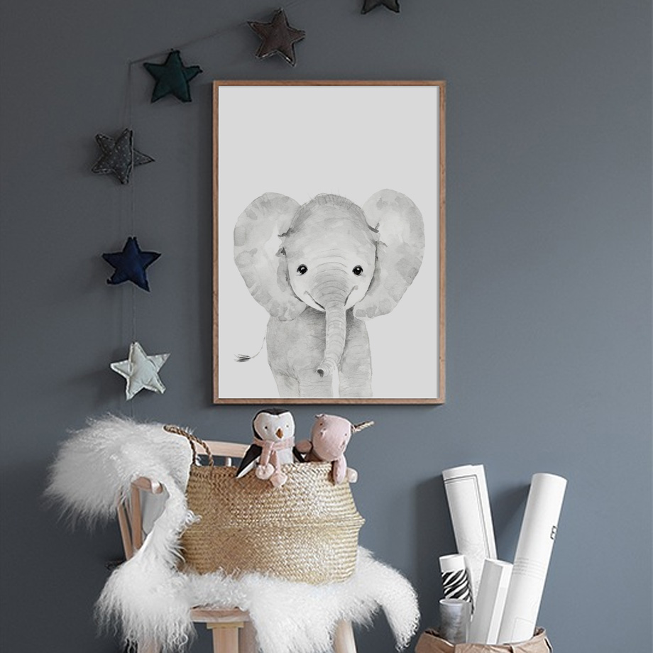 Baby Nursery Animal Pictures - Elephant Giraffe Rhino Zebra Tiger Nursery