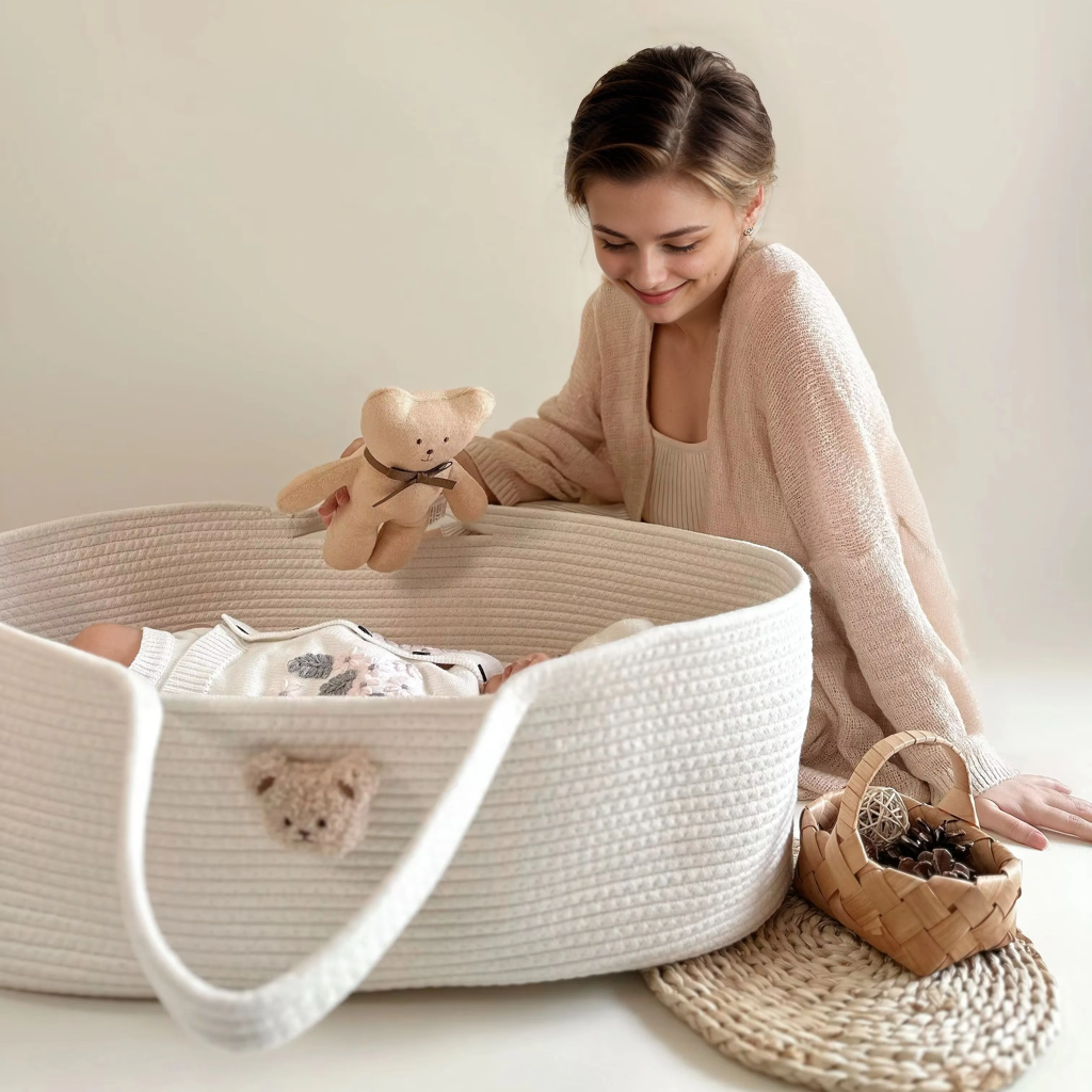 Baby Nursery Hamper - 1PCS Baby Sleeping Cradle, Cotton Rope