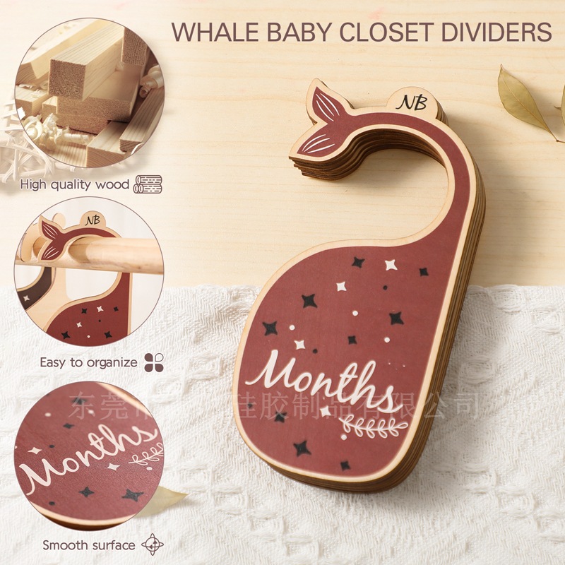Baby Nursery Wardrobe - Wooden Baby Clothes Dividers Whale Swan