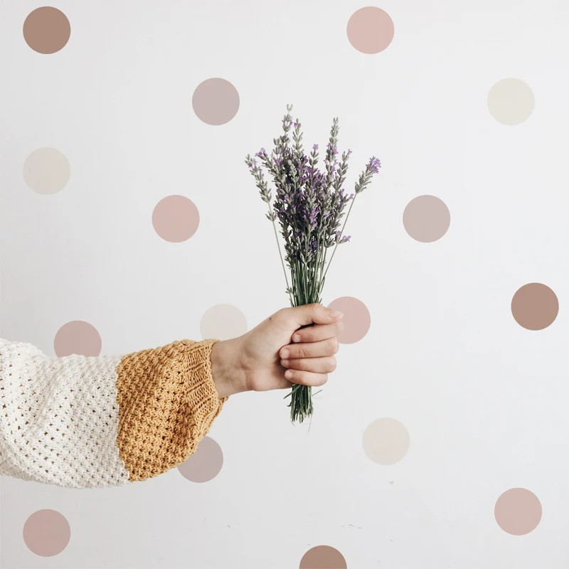 Baby Nursery Peel And Stick Wallpaper - Boho Polka Dots Wall Stickers Wall