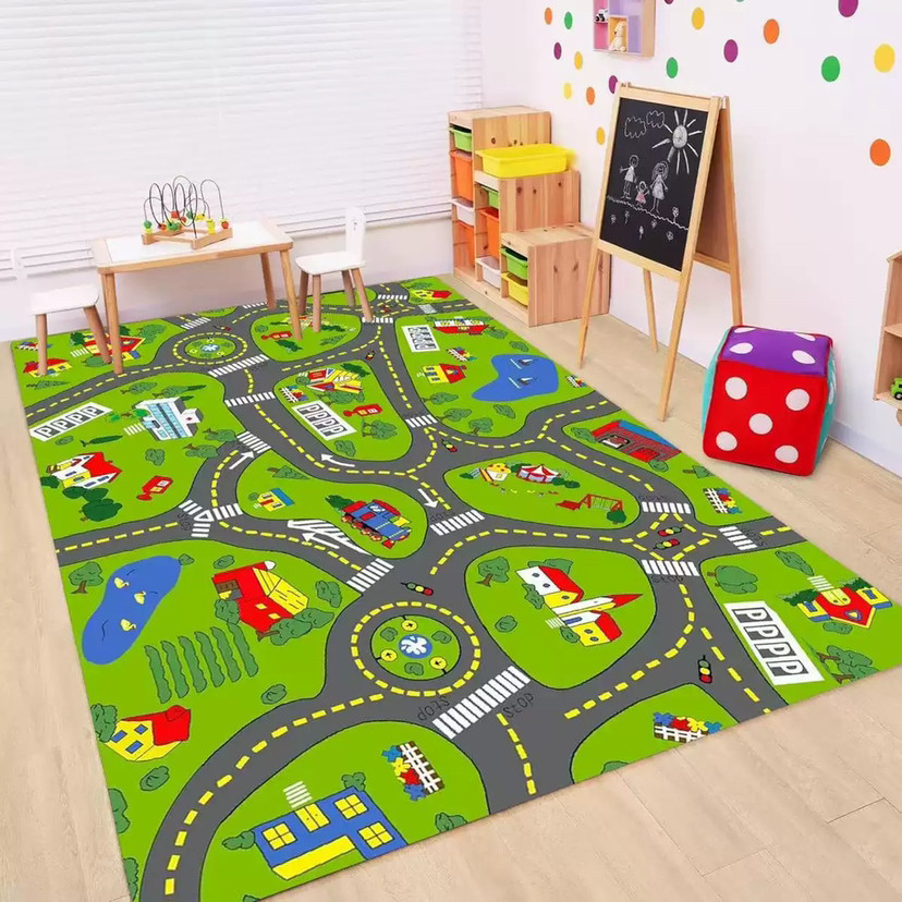 Baby Nursery Modern - Kids Road Traffic Carpet Cartoon Car