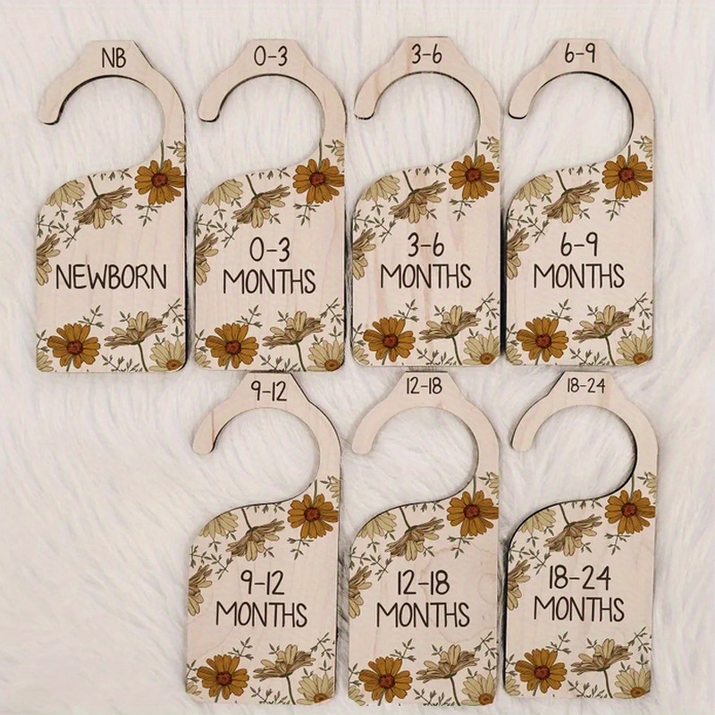 Baby Nursery Wardrobe - 7pcs Vintage Daisy Baby Wood Closet