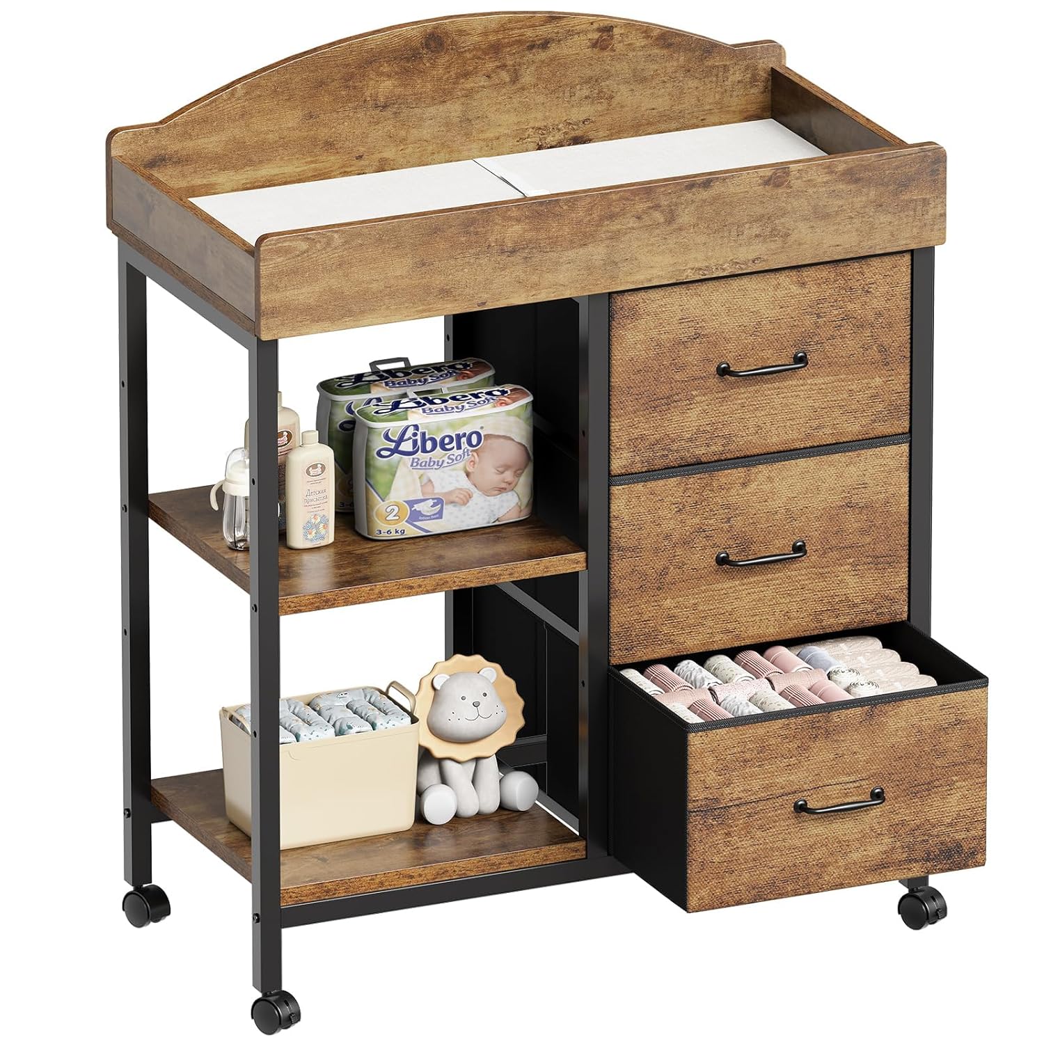 Baby Nursery Dresser - Rustic Brown Baby Changing Table Dresser