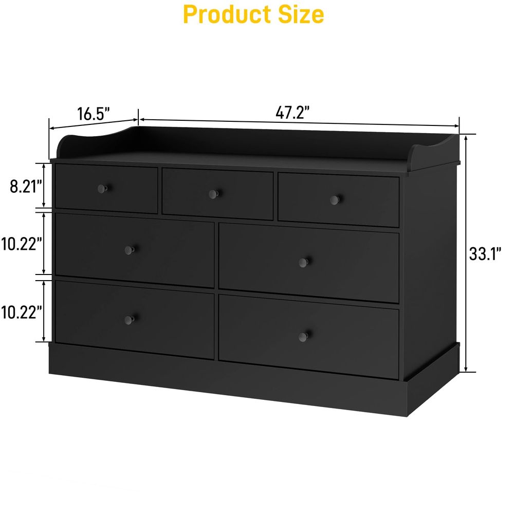 Baby Nursery Chest Of Drawers - Kids Dresser Cabinet with 7 Drawers,
