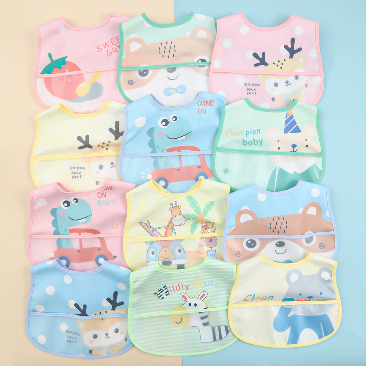 Baby Nursery Things - Random Mixed 3pcs Feeding Baby Bibs