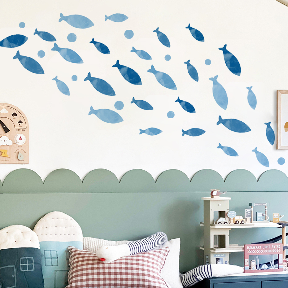 Baby Nursery Vinyl Wall Stickers - Blue Fish Vinyl Wall sticker for