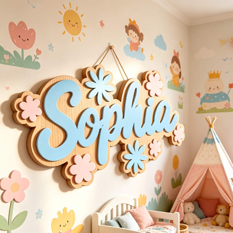 Baby Nursery Ideas - Personalized Floral Themed Name Room Sign,
