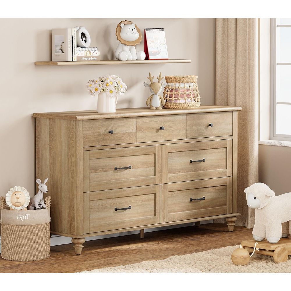 Baby Nursery Chest Of Drawers - Wide Kids Dresser with 7 Drawers