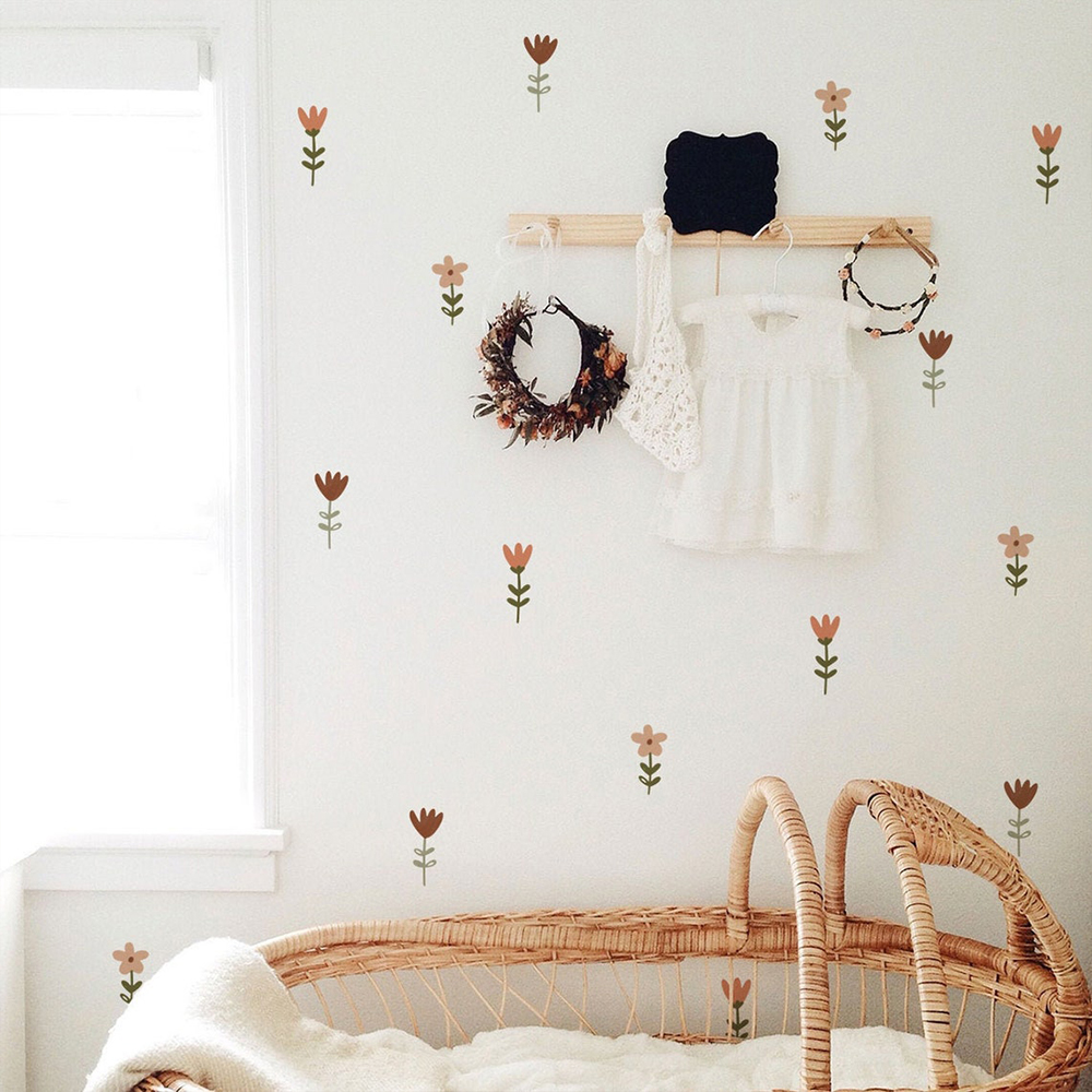 Boho Meadow Flowers Watercolor - Baby Nursery Vinyl Wall Stickers 리뷰 및 가격