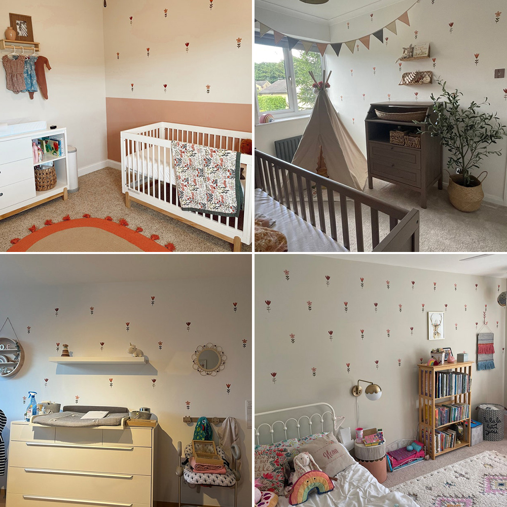 Boho Meadow Flowers Watercolor - Baby Nursery Vinyl Wall Stickers 리뷰 및 가격