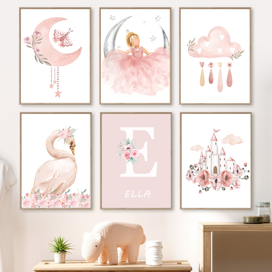 Pink Angel Girl Sun Moon Cloud - Baby Nursery Animal Pictures 리뷰 및 가격