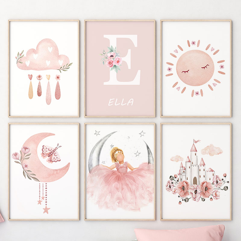 Pink Angel Girl Sun Moon Cloud - Baby Nursery Animal Pictures 리뷰 및 가격