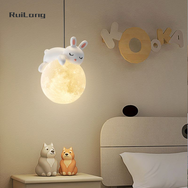 Cartoon Rabbit Moon Chandelier - Baby Nursery Knobs 리뷰 및 가격