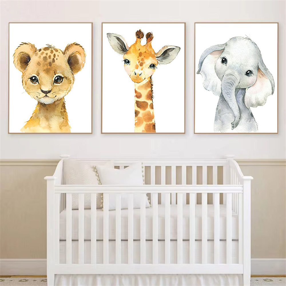 Safari Nursery Decor Set of 3  - Baby Nursery Animal Pictures 리뷰 및 가격