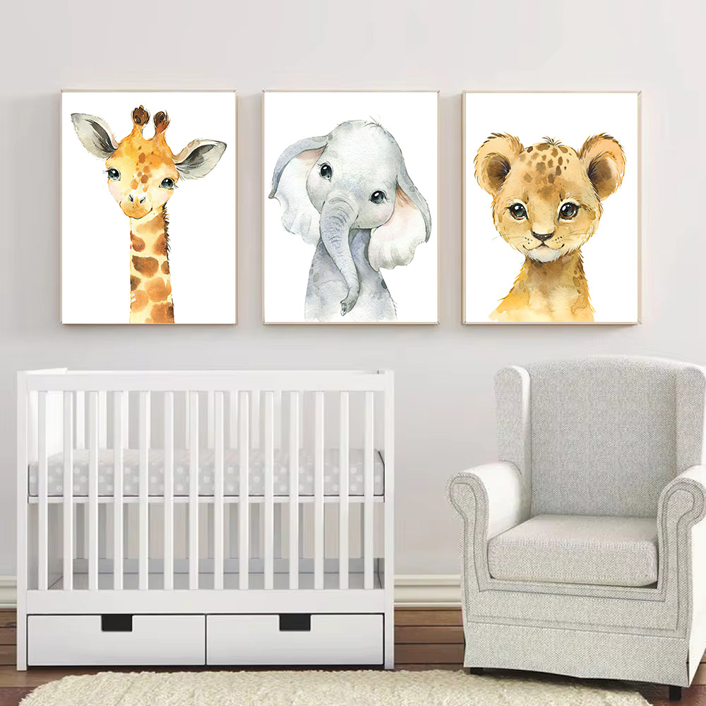 Safari Nursery Decor Set of 3  - Baby Nursery Animal Pictures 리뷰 및 가격