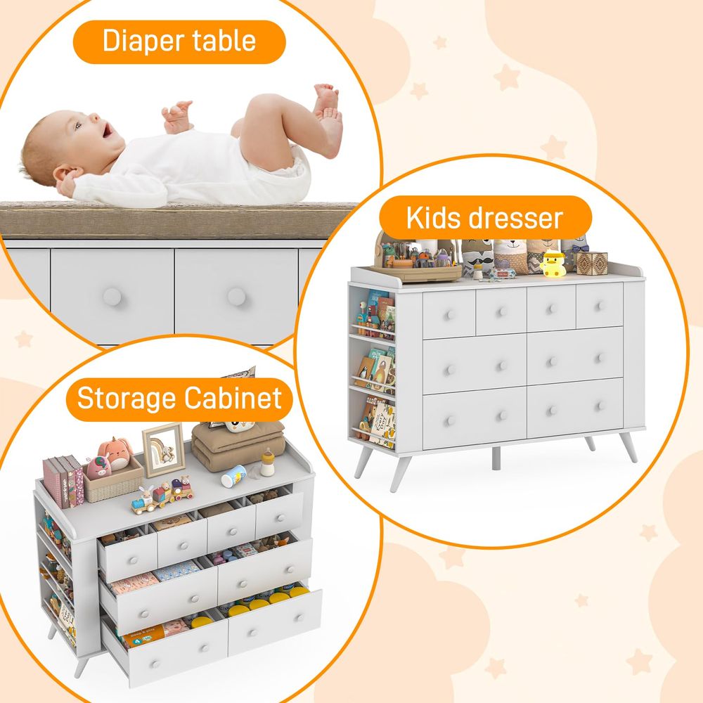 Kids Dresser Cabinet with 8 Dr - Baby Nursery Chest Of Drawers 리뷰 및 가격