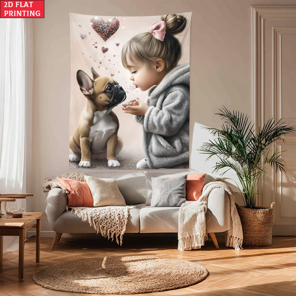 Girl with french bulldog puppy - Baby Nursery Modern 리뷰 및 가격