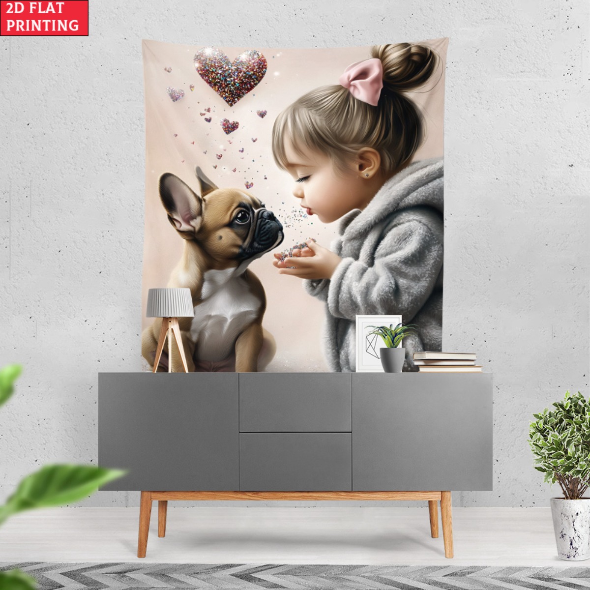 Girl with french bulldog puppy - Baby Nursery Modern 리뷰 및 가격