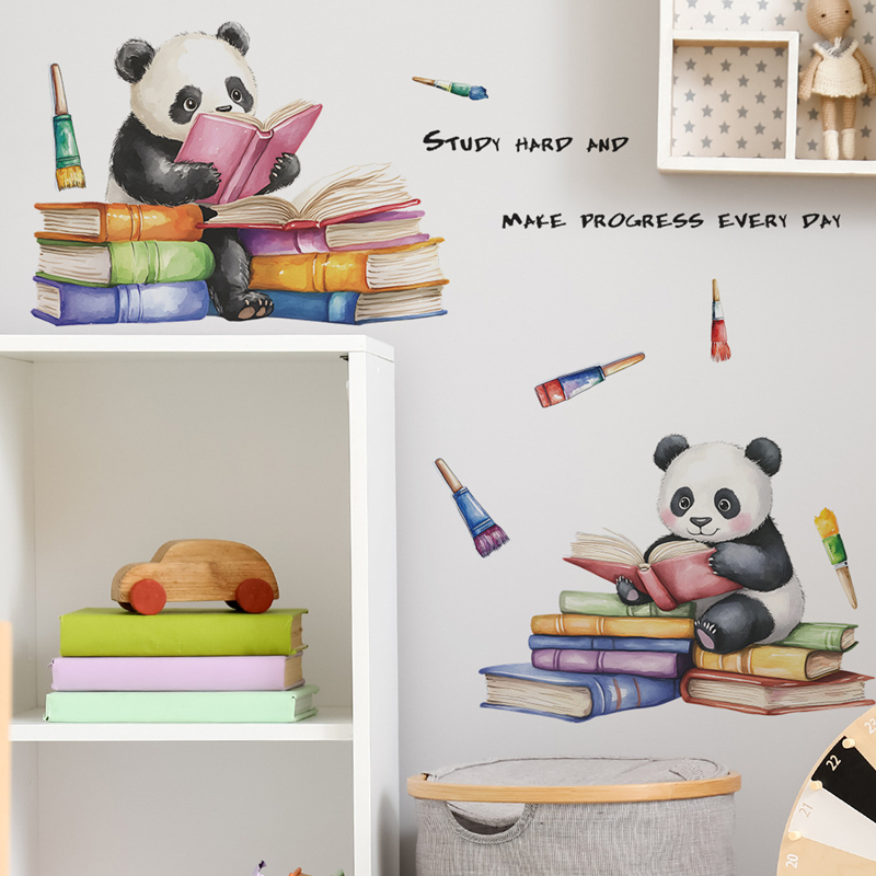 Study Read Cute Baby Panda 3D  - Baby Nursery Vinyl Wall Stickers 리뷰 및 가격