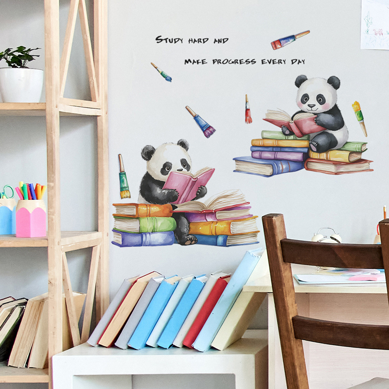 Study Read Cute Baby Panda 3D  - Baby Nursery Vinyl Wall Stickers 리뷰 및 가격