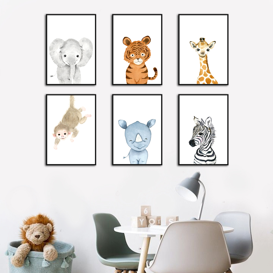 Elephant Giraffe Rhino Zebra T - Baby Nursery Animal Pictures 리뷰 및 가격