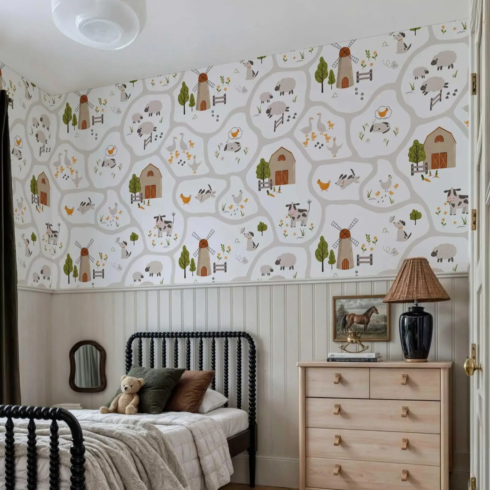 Cute Farm Animals Kids Wallpap - Baby Nursery Peel And Stick Wallpaper 리뷰 및 가격