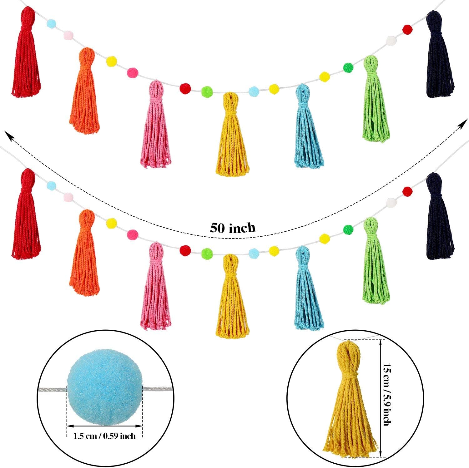 3 Pcs Colorful Rainbow Boho Ta - Baby Nursery Garland 리뷰 및 가격