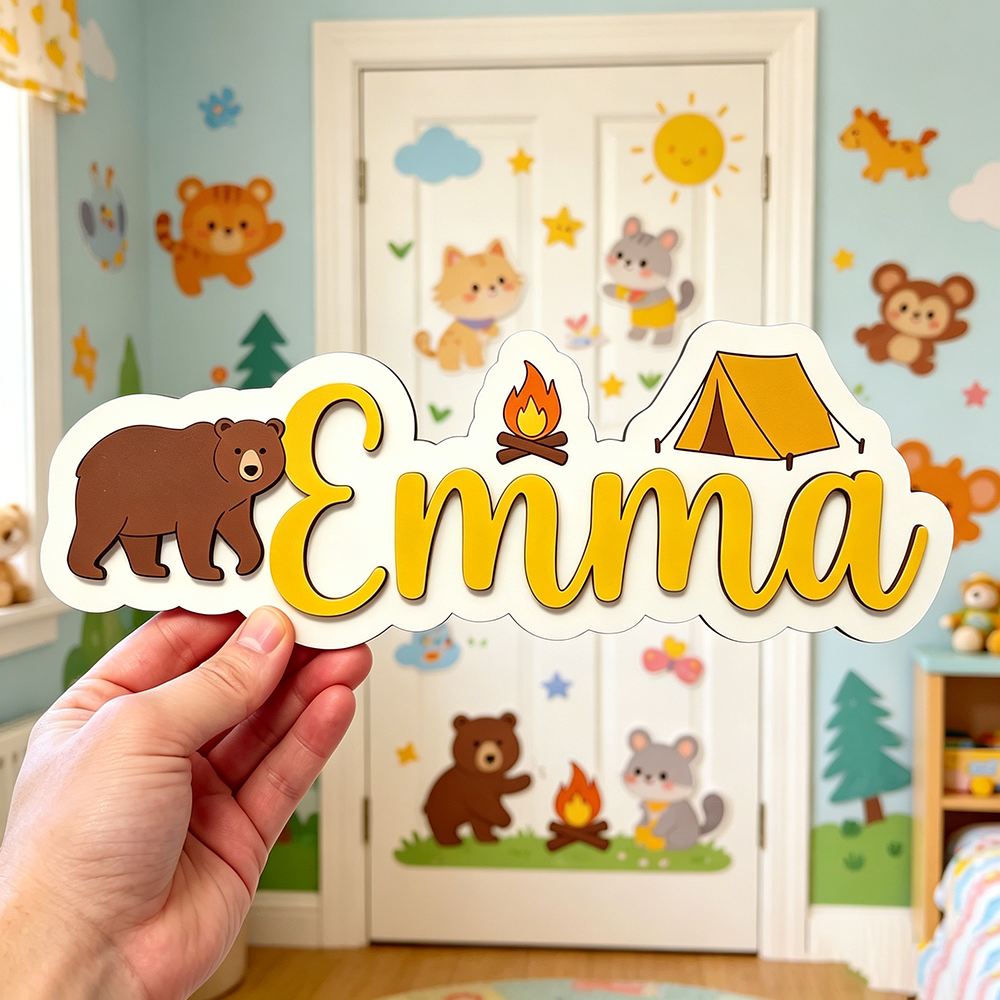 Custom Bear & Campfire Wooden  - Baby Nursery Diy 리뷰 및 가격