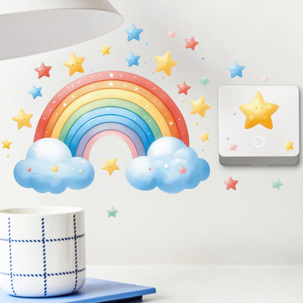 Cartoon Rainbow Luminous Wall  - Baby Nursery Diy 리뷰 및 가격