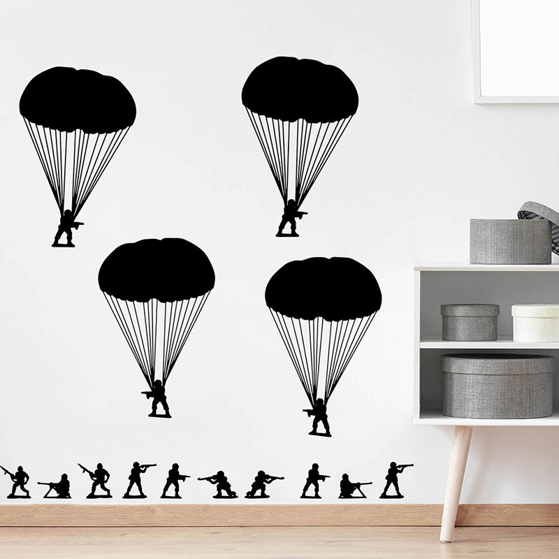 Army Men Soldiers Paratroopers - Baby Nursery Vinyl Wall Stickers 리뷰 및 가격