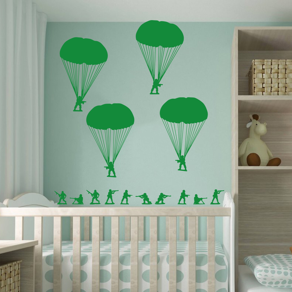 Army Men Soldiers Paratroopers - Baby Nursery Vinyl Wall Stickers 리뷰 및 가격