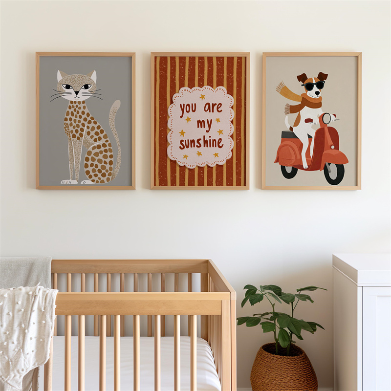 1/3pcs Set Cheetah and Dog Pos - Baby Nursery You Are My Sunshine 리뷰 및 가격