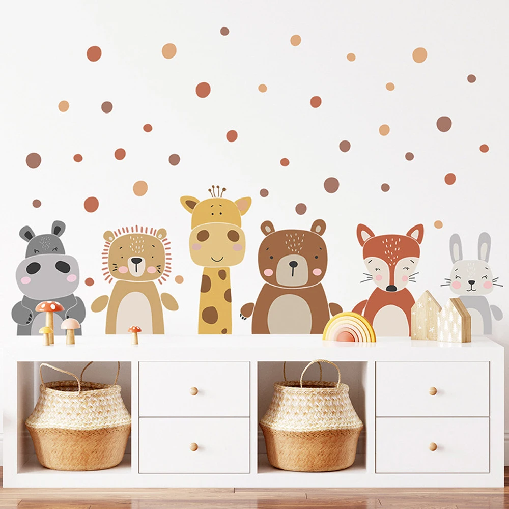Boho Cute Giraffe Bear Animals - Baby Nursery Peel And Stick Wallpaper 리뷰 및 가격