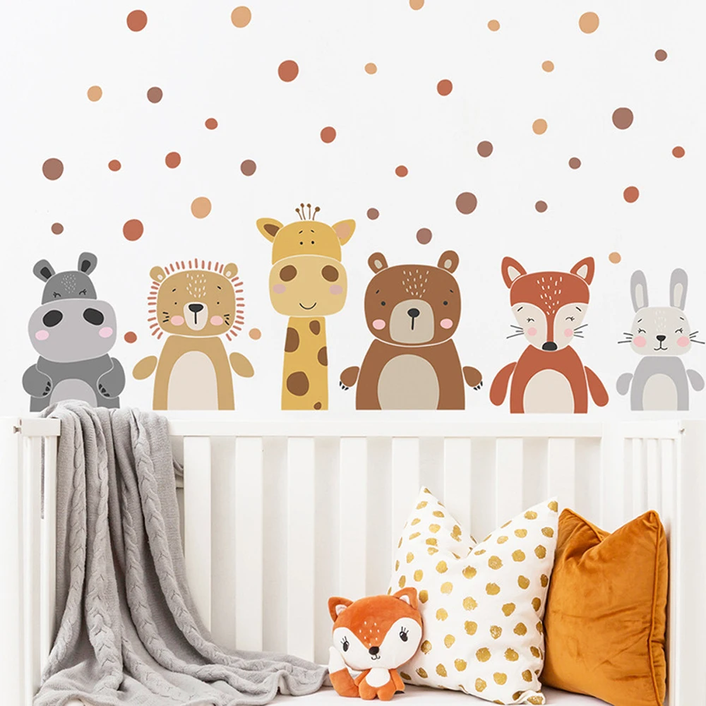 Boho Cute Giraffe Bear Animals - Baby Nursery Peel And Stick Wallpaper 리뷰 및 가격