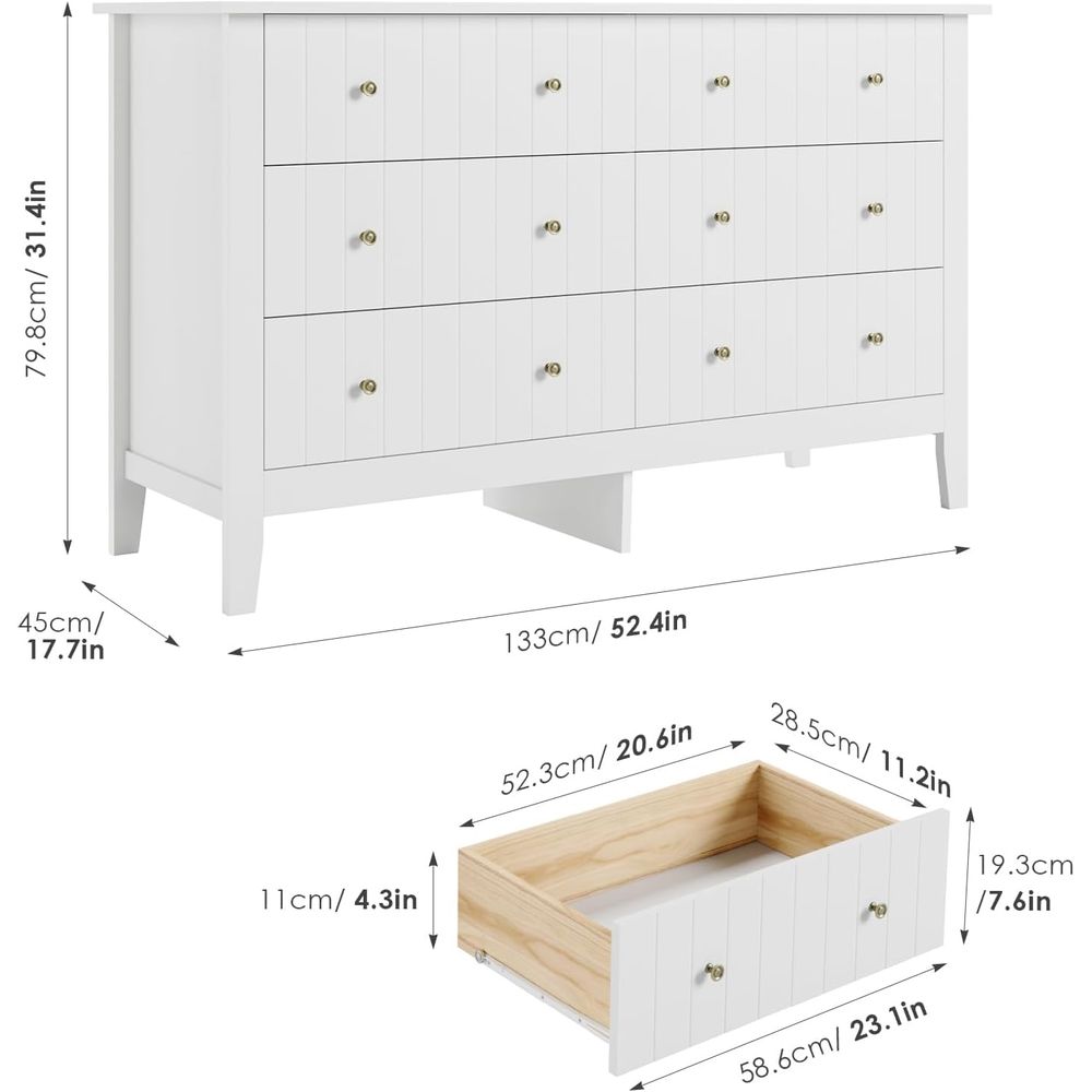 6 Drawer Double Dresser with D - Baby Nursery Dresser 리뷰 및 가격