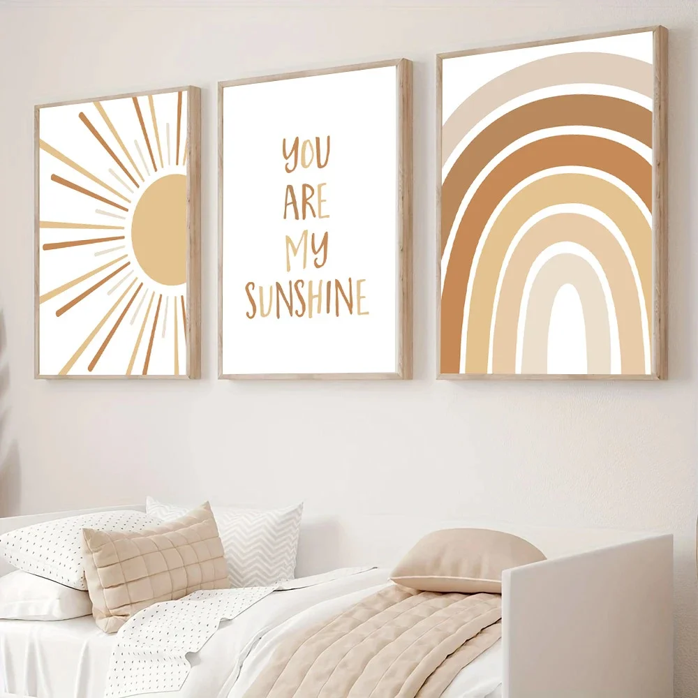 Boho Rainbow Wall Art Prints C - Baby Nursery You Are My Sunshine 리뷰 및 가격