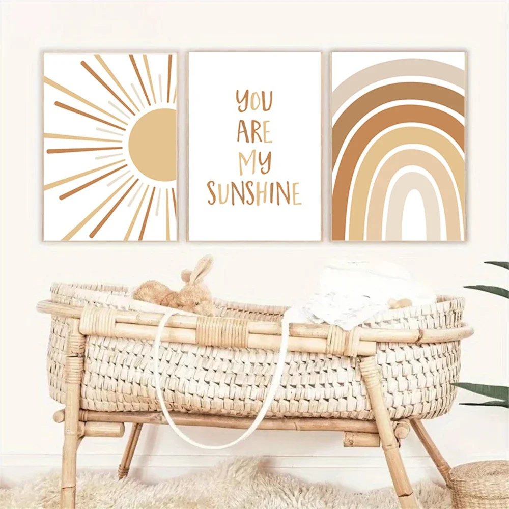 Boho Rainbow Wall Art Prints C - Baby Nursery You Are My Sunshine 리뷰 및 가격