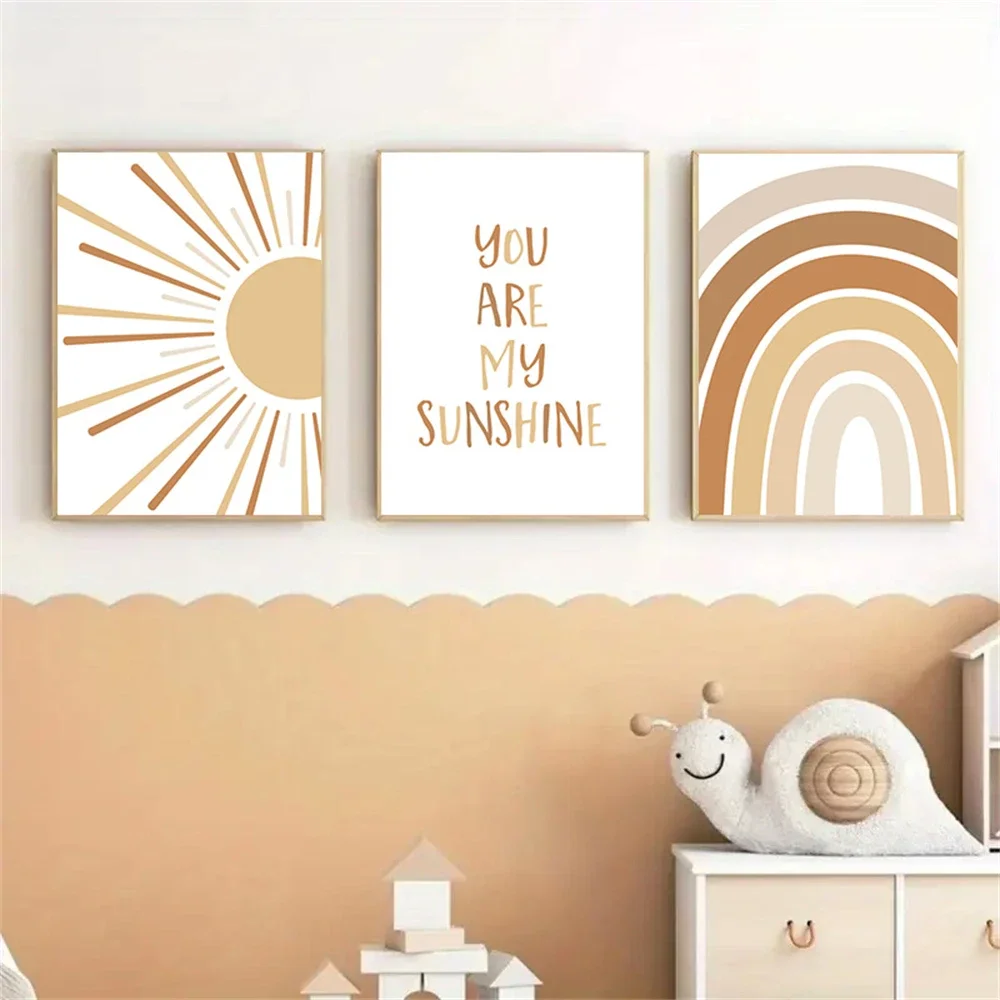Boho Rainbow Wall Art Prints C - Baby Nursery You Are My Sunshine 리뷰 및 가격