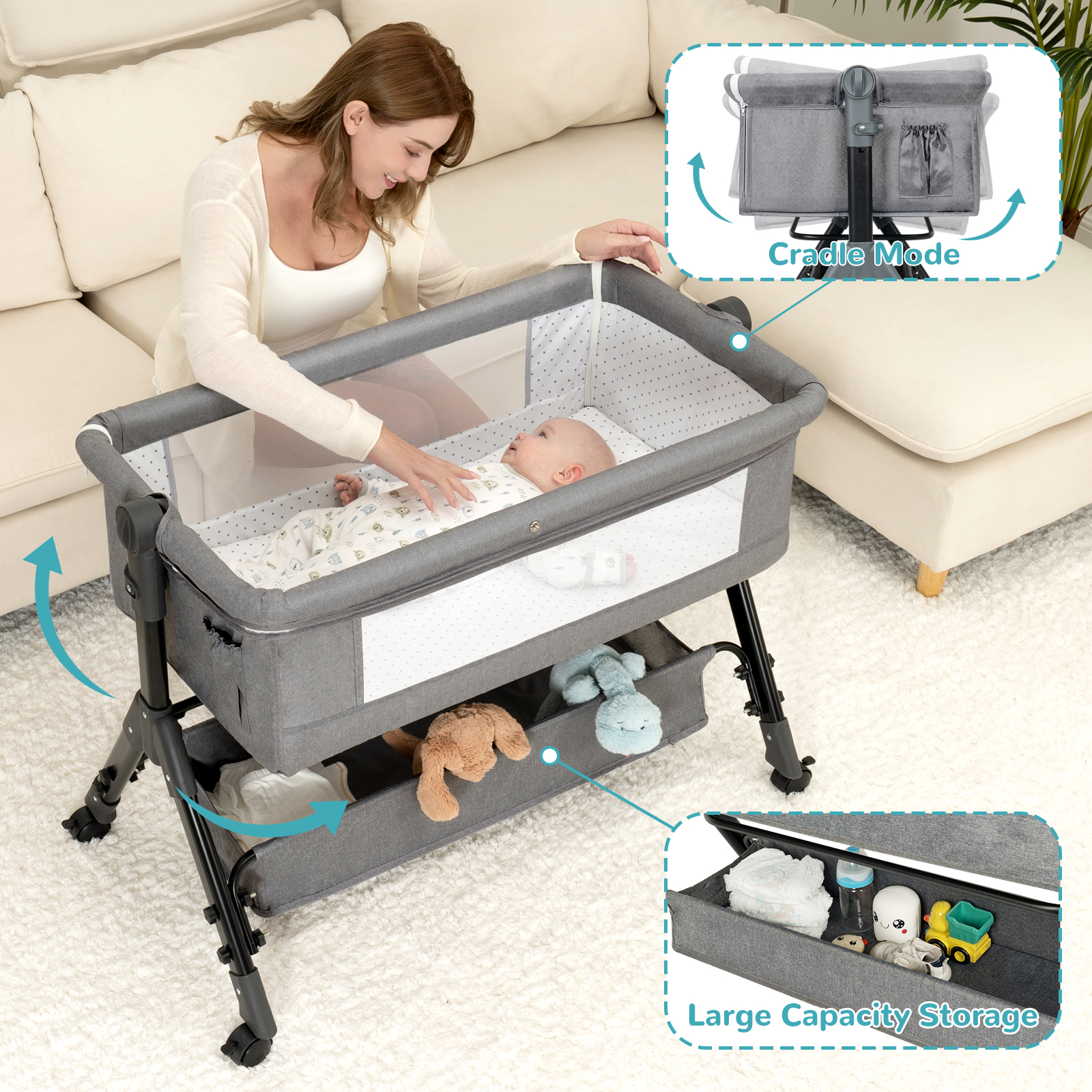 3 in 1 Baby Bassinet Bedside S - Baby Nursery Hamper 리뷰 및 가격