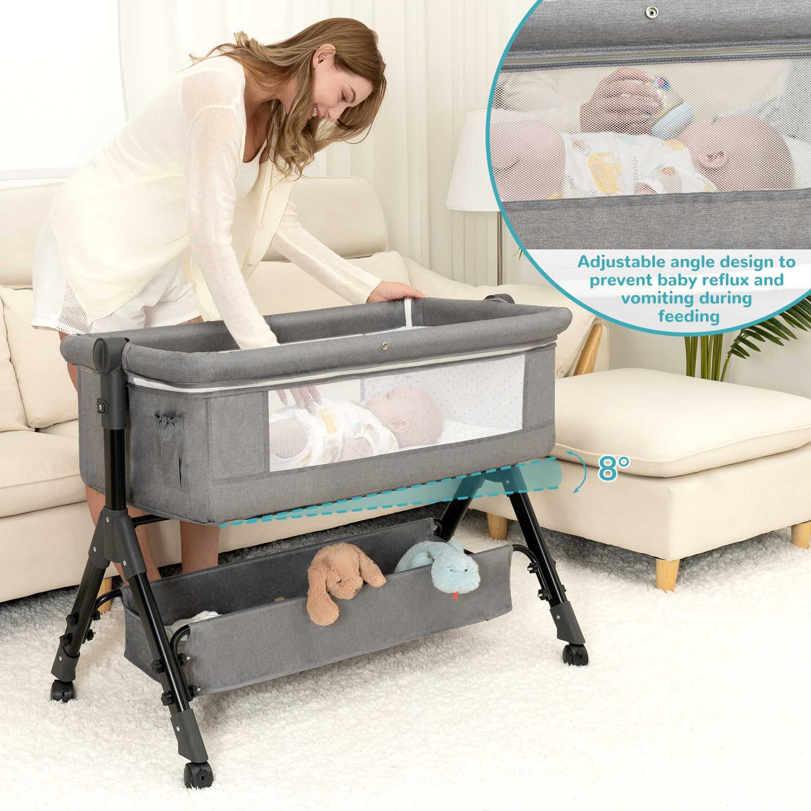 3 in 1 Baby Bassinet Bedside S - Baby Nursery Hamper 리뷰 및 가격