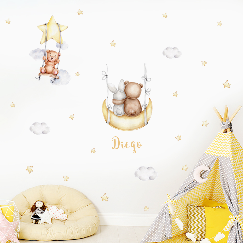 Custom Baby Name Bear Balloons - Baby Nursery Vinyl Wall Stickers 리뷰 및 가격