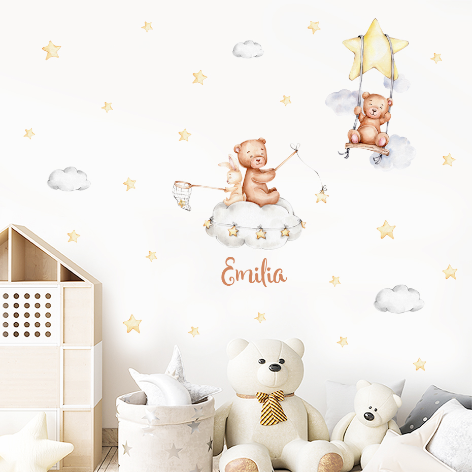 Custom Baby Name Bear Balloons - Baby Nursery Vinyl Wall Stickers 리뷰 및 가격