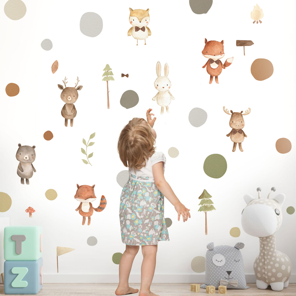 Cartoon Cute Fox Rabbit Animal - Baby Nursery Modern 리뷰 및 가격
