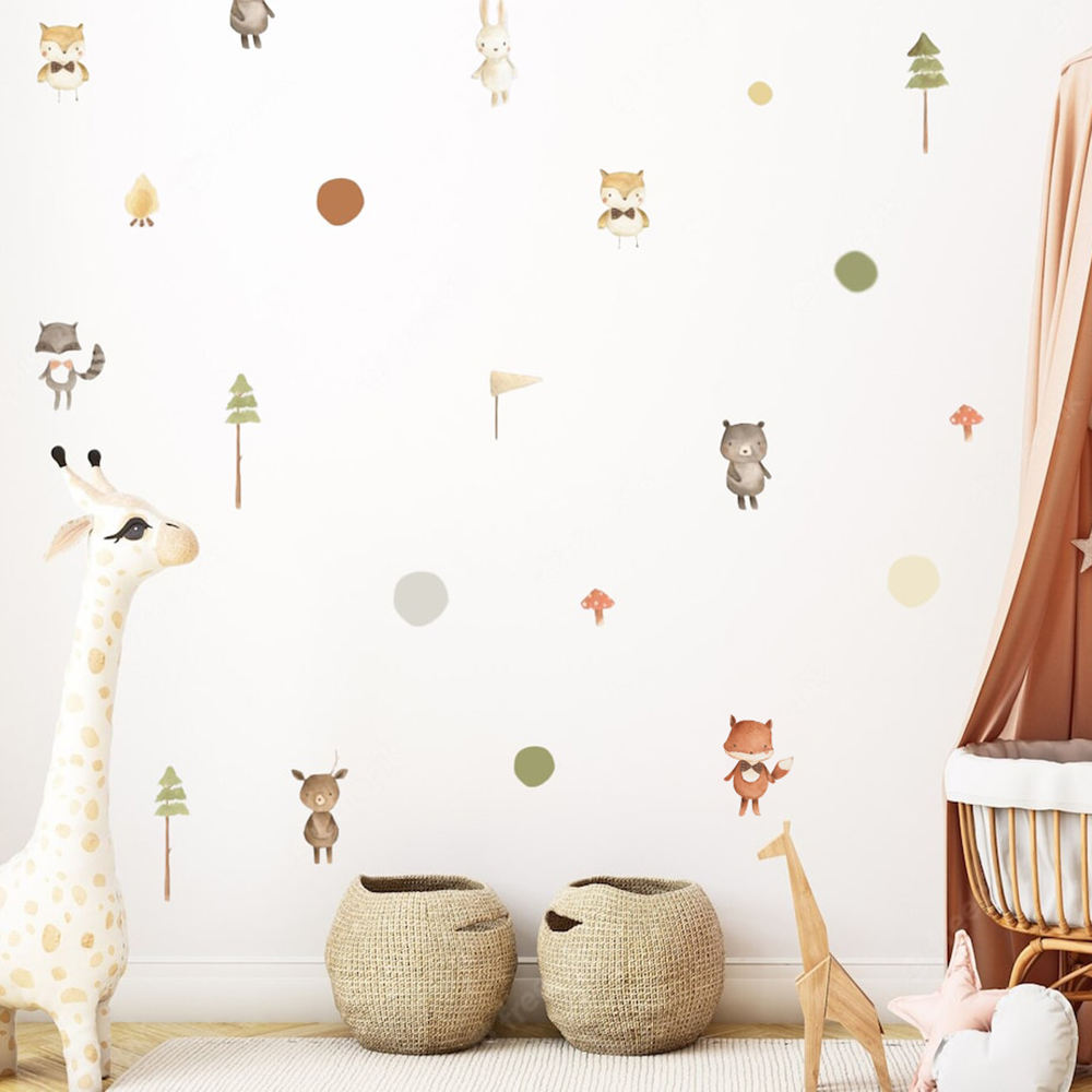 Cartoon Cute Fox Rabbit Animal - Baby Nursery Modern 리뷰 및 가격
