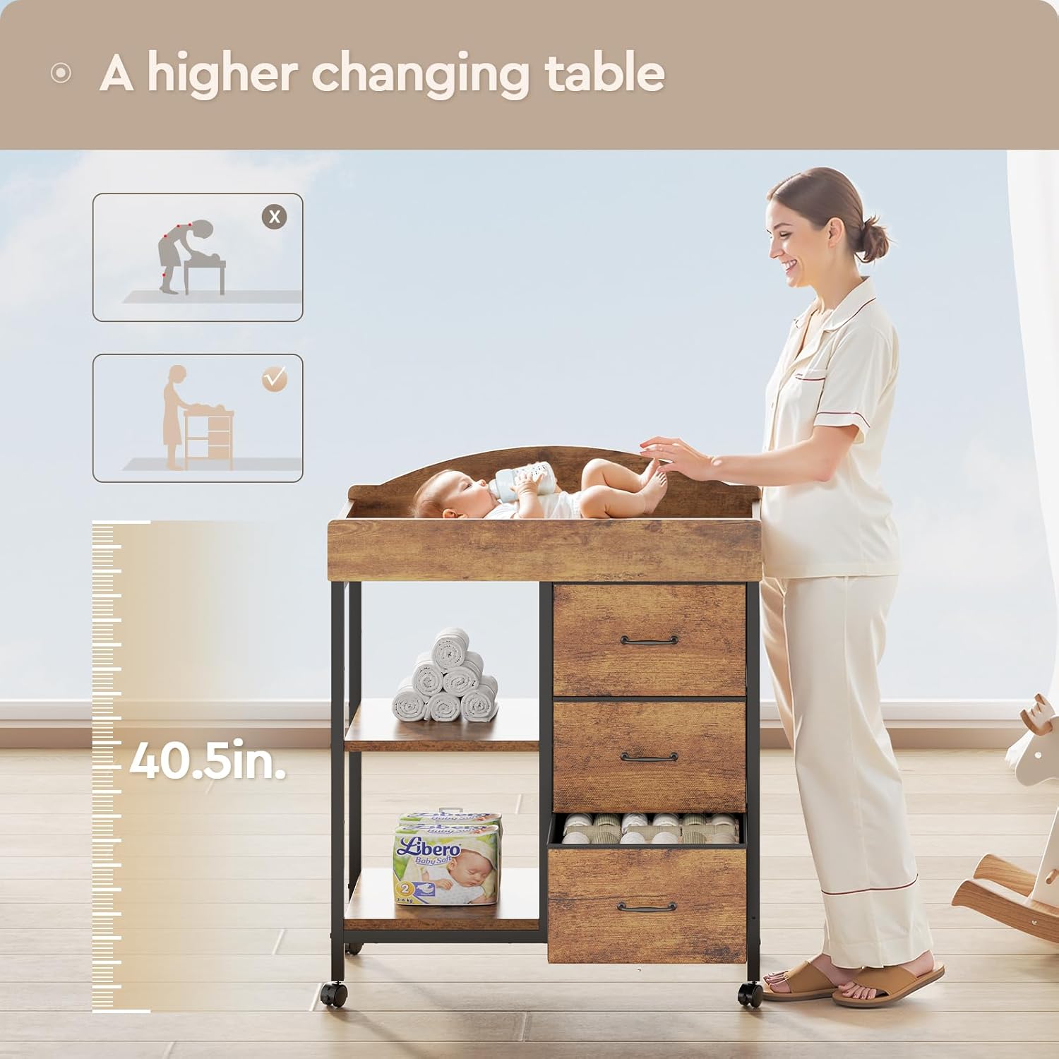 Rustic Brown Baby Changing Tab - Baby Nursery Dresser 리뷰 및 가격