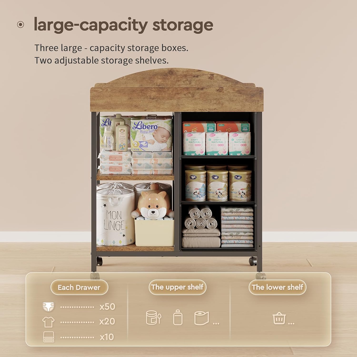 Rustic Brown Baby Changing Tab - Baby Nursery Dresser 리뷰 및 가격