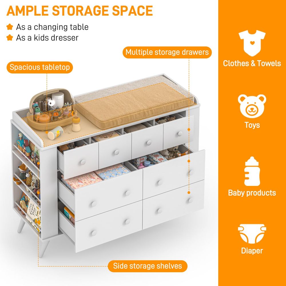 Kids Dresser Cabinet with 8 Dr - Baby Nursery Chest Of Drawers 리뷰 및 가격