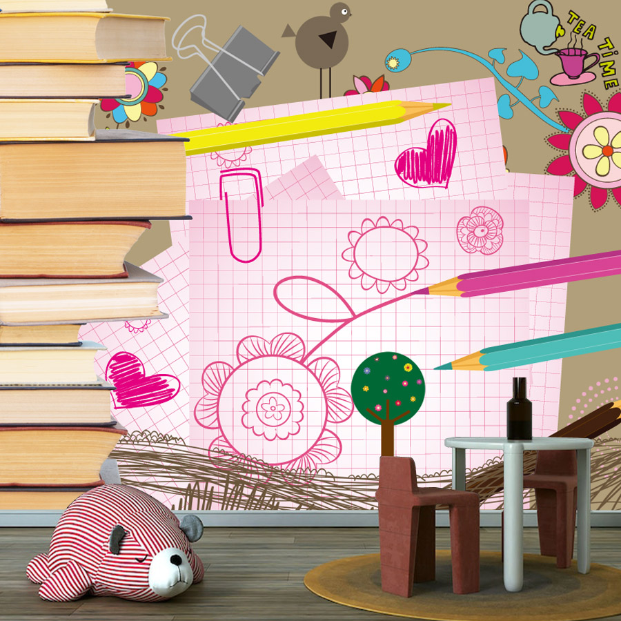 Cartoon Books Drawing Easy to  - Baby Nursery Peel And Stick Wallpaper 리뷰 및 가격