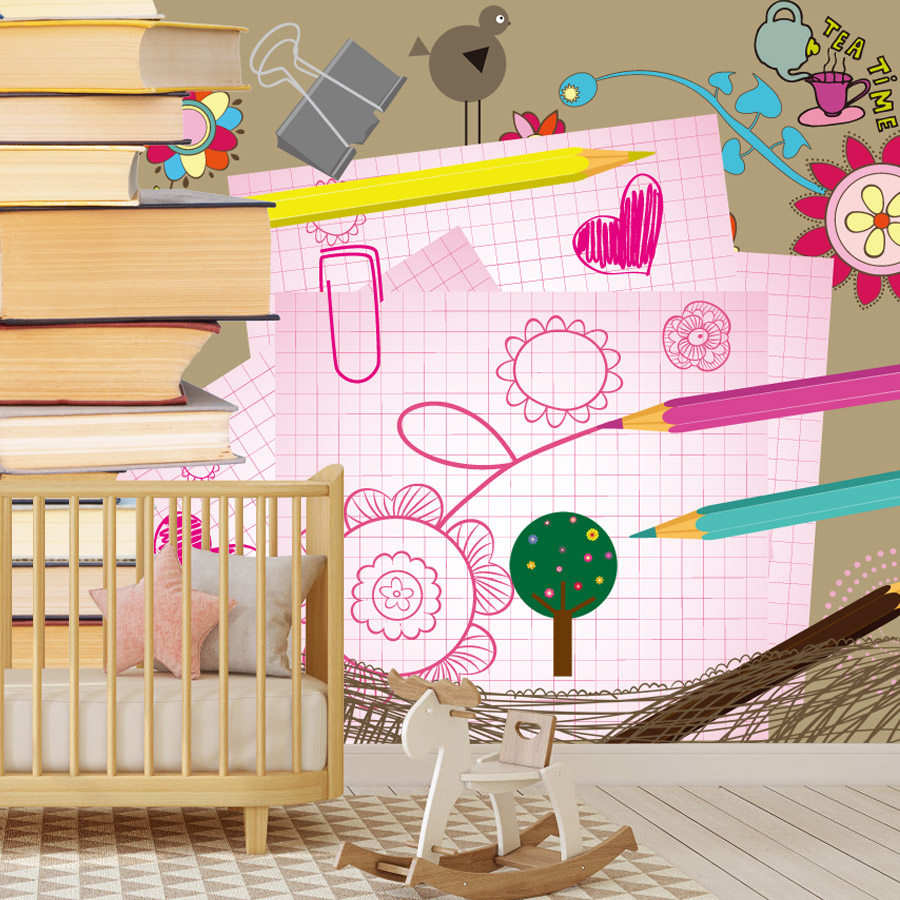 Cartoon Books Drawing Easy to  - Baby Nursery Peel And Stick Wallpaper 리뷰 및 가격